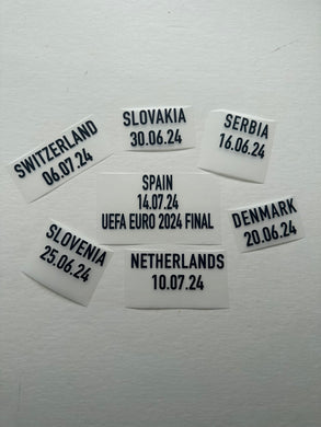 England Euro 2024 Match Details Set of 7 for Football Shirt