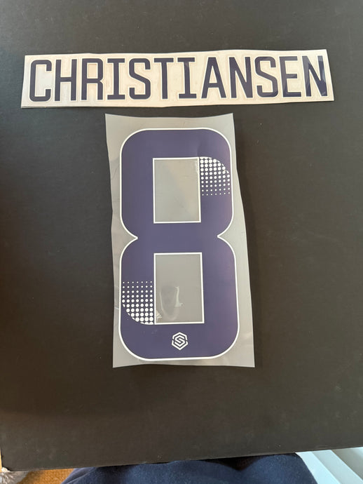 Christiansen No 8 WSL nameset for football shirt (clearande