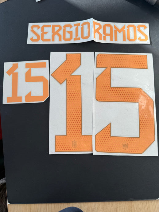 Sergio Ramos 15 Spain Home for Football Shirt Nameset (Clearance)