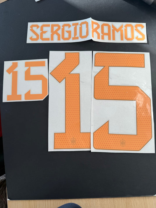 Sergio Ramos 15 Spain Home for Football Shirt Nameset (Clearance)