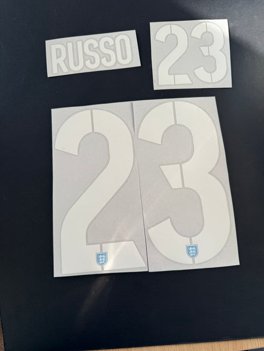 Russo 23 England Womans Away for Football Shirt Nameset (Clearance)