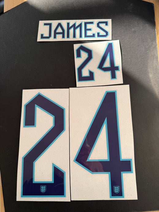 James 24 England Home 2024 for Football Shirt Nameset (Clearance)