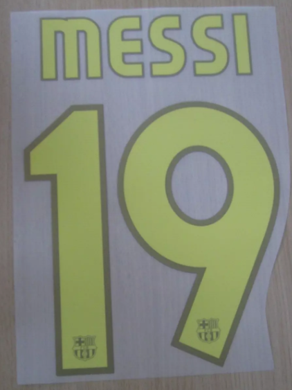 Messi #19 2006-2008 Barcelona Player Size Yellow Nameset