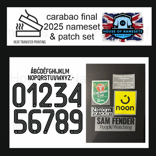 newcastle united 2024-2025 home football shirt carabao final patch set and nameset