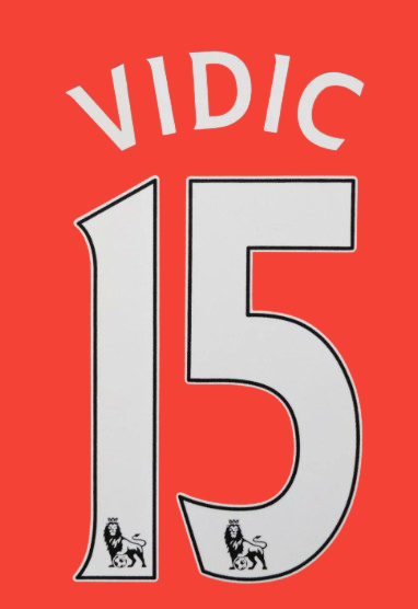 Vidic 15 2007-2013 Manchester United Home Nameset Football Shirt