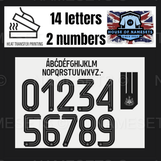 Newcastle United 2024-2025 Home Nameset for Football Shirt Any Name & Number