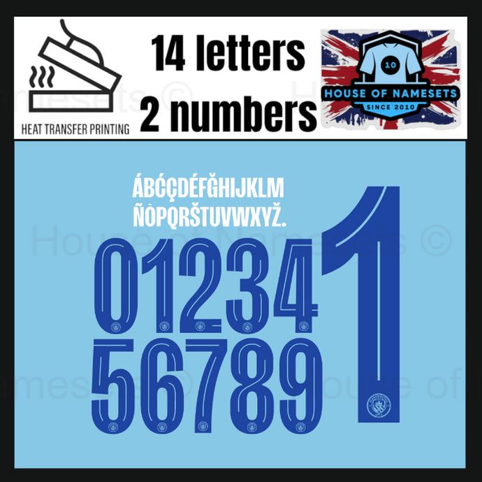 Manchester City 2023-2024 Home Nameset for Football Shirt Any Name & Number