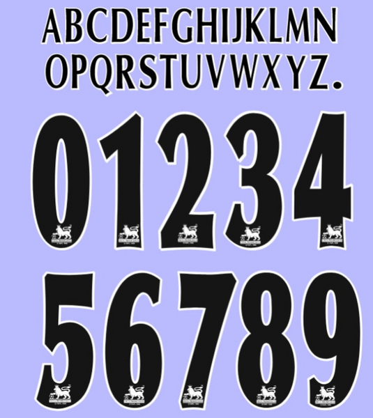 Premier League 1997-2007 FLOCK Black Nameset for Football Shirt Any Name (upto 20 letters) & Number