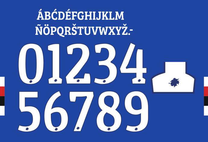 Sampdoria 2024-2025 Home Nameset for Football Shirt Any Name & Number