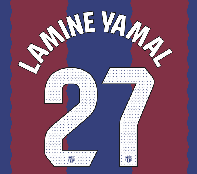 Lamine Yamal #27 Barcelona 2023-2024 Home La Liga Nameset for Football Shirt