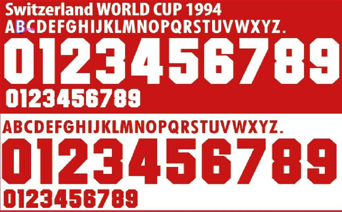 Switzerland 1994 away/Home CHOOSE ANY NAME & 2 NUMBERS Football Nameset shirt