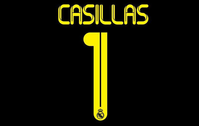 Casillas #1 Real Madrid 2011-2012 Goalkeeper Football Nameset for shirt