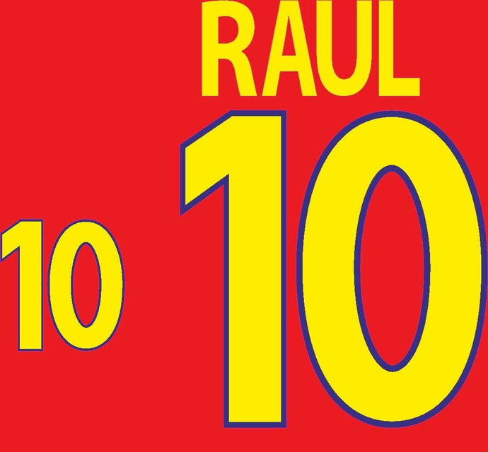 Raul #10 Spain Euro 2000 Home Football Nameset for shirt