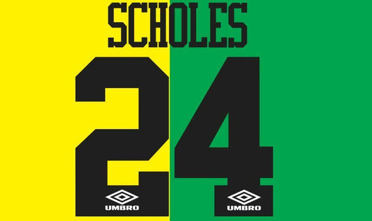 Scholes #24 Manchester United  1993-1994 Newton Heath Football Nameset for shirt