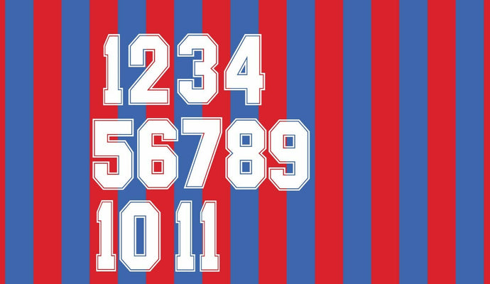 Barcelona Felt 1980's Meyba Style football Home Nameset for shirt Any Number 0-9