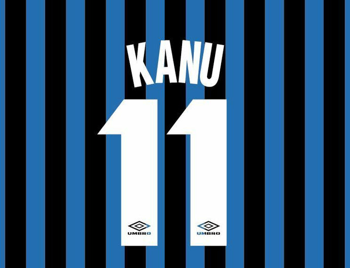 Kanu 11 Inter Milan 1997-1998 Home Football Nameset for shirt