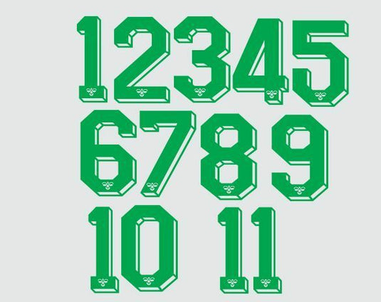 Hummel 1987-1990 Number Green for Football Shirt Nameset