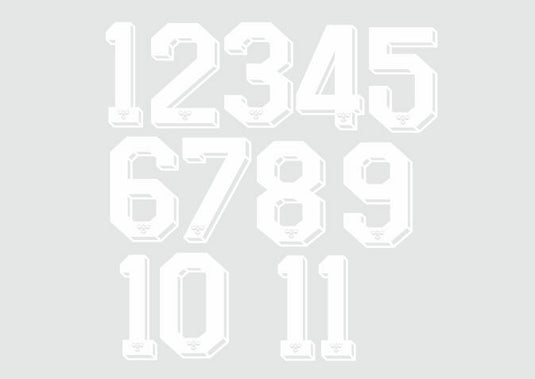 Hummel 1987-1990 Number White for Football Shirt Nameset