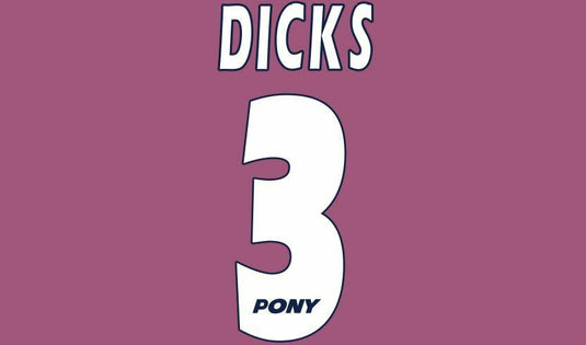 Dicks #3 West Ham United 1995-1997 Hammers Home Football Nameset 4 shirt