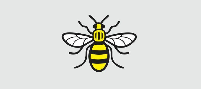 Manchester Worker Bee Yellow and Black white wings Logo  for T Shirt Football