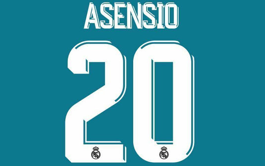 Asensio #20 Real Madrid 2017-2018 Third 3rd Football Nameset for shirt