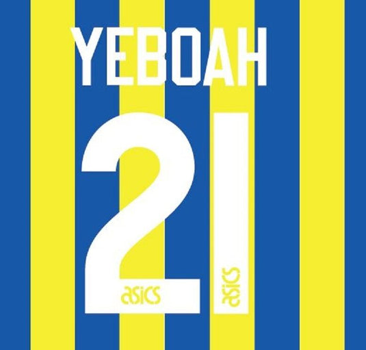 No 21 Yeboah Leeds United Away 1994-1995 Football Nameset for shirt