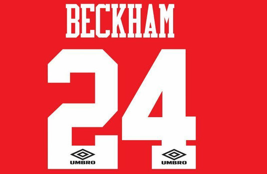 Beckham #24 Manchester United 1995-1996 Home Football Nameset for shirt