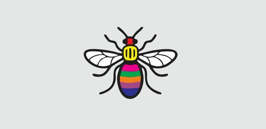 Manchester Worker Bee Logo Pride Rainbow LGBTQ white wings for T Shirt Football