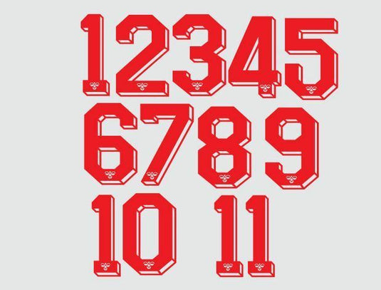 Hummel 1987-1990 Number Red for Football Shirt Nameset