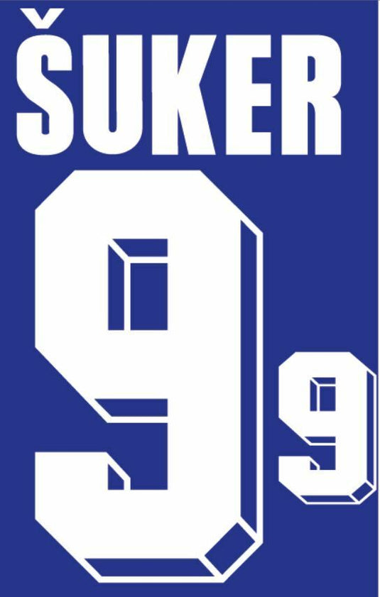 Suker #9 Croatia 1994-1996 Away Football Nameset for shirt