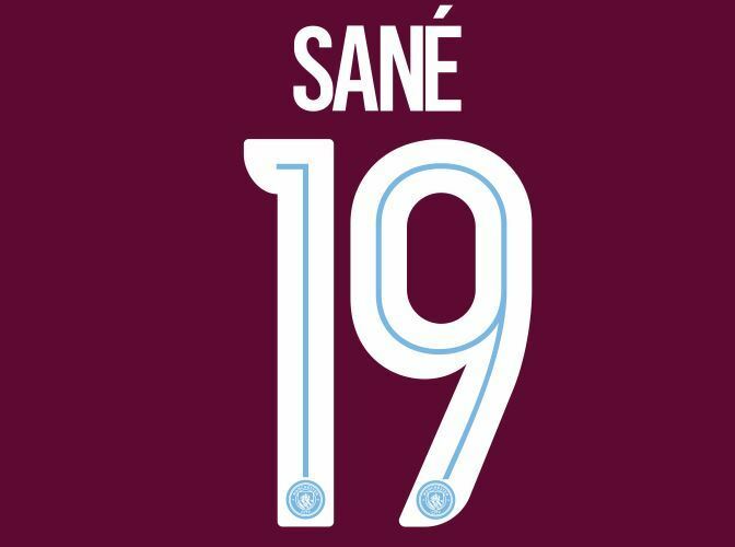 Sane #19 Man City 2017-2018 Away Cup & Champions League Football Nameset 4 shirt