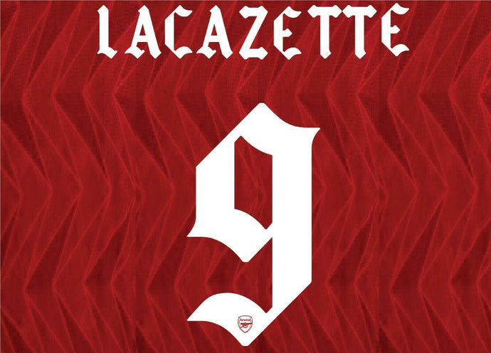 Lacazette 9  Arsenal 2020-2021 Gunners Home Cup & Eurpoean Football Nameset for shirt