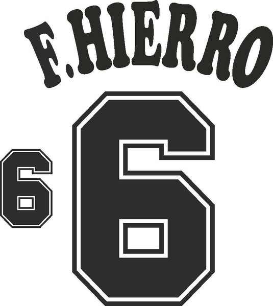 F.Hierro #6 Spain Euro 1996 Away Football Nameset for shirt