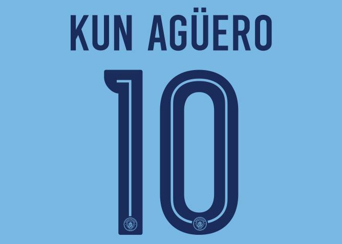 Kun Aguero 10 Manchester City 2017-18 Champions League Football Nameset 4 shirt