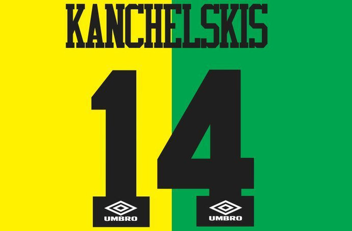 Kanchelskis #14 Manchester united1993-1994 Newton Heath Football Nameset for shirt