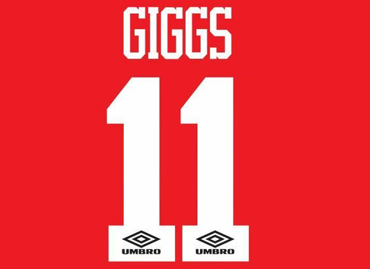 Giggs #11 Manchester United 1993-1996 Home Football Nameset for shirt