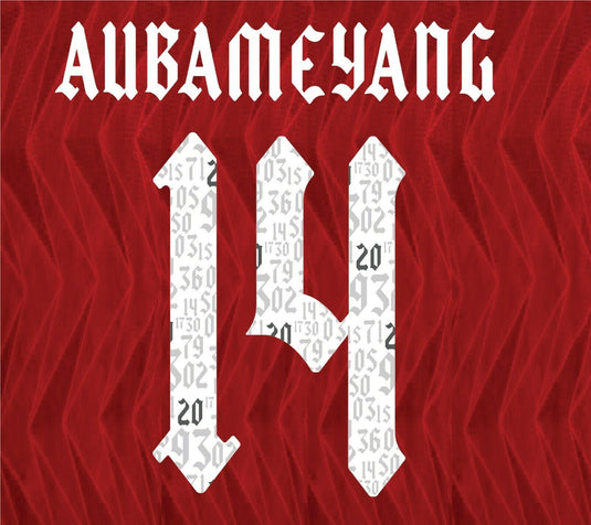 Aubameyang 14  Fa Cup 2020 Arsenal Gunners Home Cup & Eurpoean Football Nameset for shirt