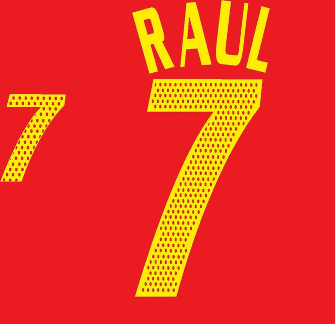 Raul #7 Spain Euro 2004 Home Football Nameset for shirt