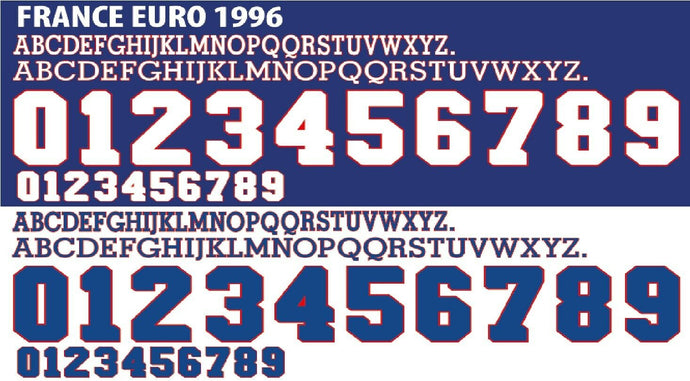 France Euro 1996 away/Home CHOOSE ANY NAME & 2 NUMBERS Football Nameset shirt