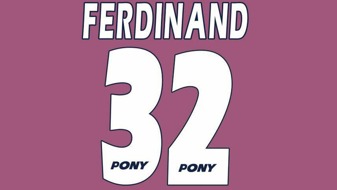 Ferdinand #32 West Ham United 1995-1996 Hammers Home Football Nameset 4 shirt