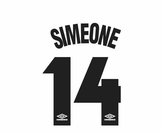 Simone 14 Inter Milan 1997-1998 Away Football Nameset for shirt