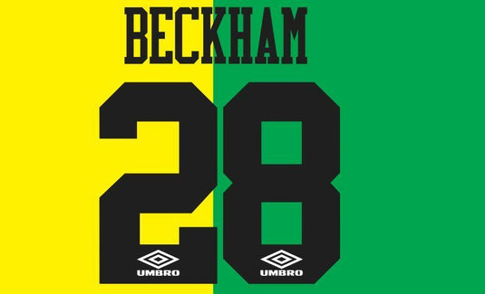 Beckham #28 Manchester United 1993-1994 Newton Heath Football Nameset for shirt