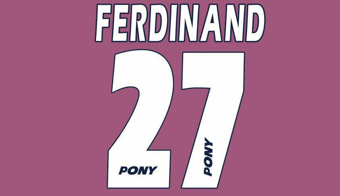 Ferdinand #27 West Ham United 1996-1997 Hammers Home Football Nameset 4 shirt