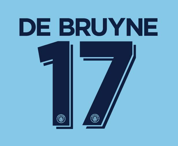 De Bruyne 17 Manchester City 2016-2017 Cup Nameset for Home Football Shirt