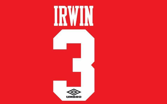 Irwin #3 Manchester United 1993-1996 Home Football Nameset for shirt