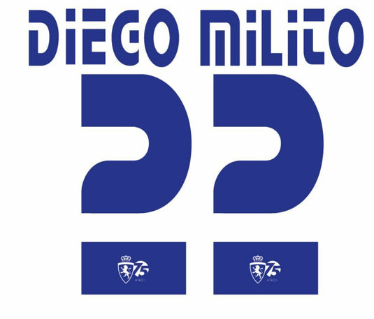 Diego Milito  #20 Real Zaragosa 2008-2009 Home Football Nameset for shirt