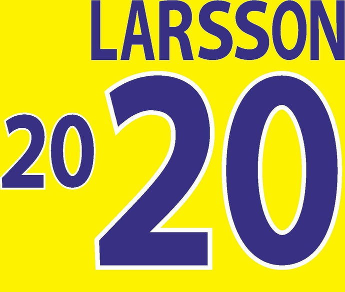 Larsson #20 Sweden Euro 2000 Home Football Nameset for shirt