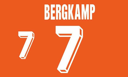 Bergkamp #7 Holland Netherlands Euro 1992 Home Football Nameset for shirt