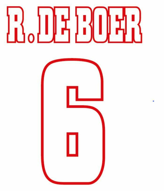 R. DeBoer #6 Ajax 1997-1998 Home Football Nameset for shirt