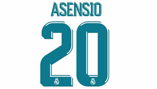 Asensio #20 Real Madrid 2017-2018 Home Football Nameset for shirt